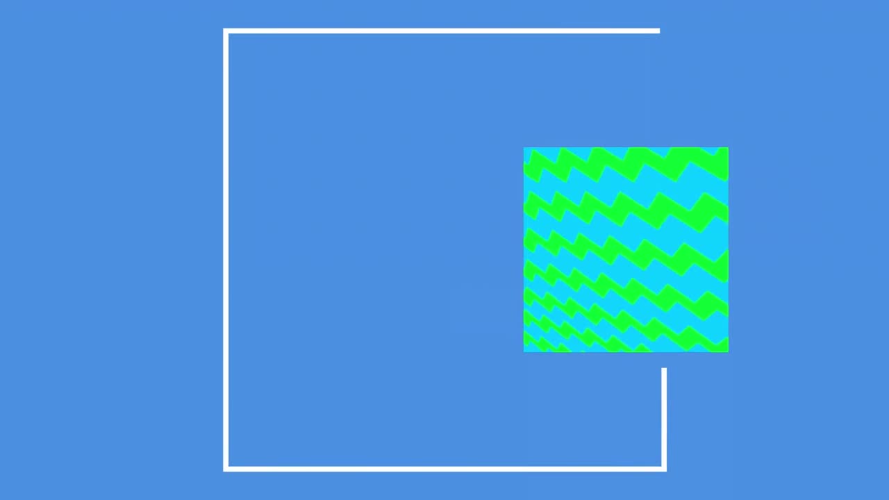 파란색 배경에  ⁇ 색과 다채로운 사각형의 애니메이션