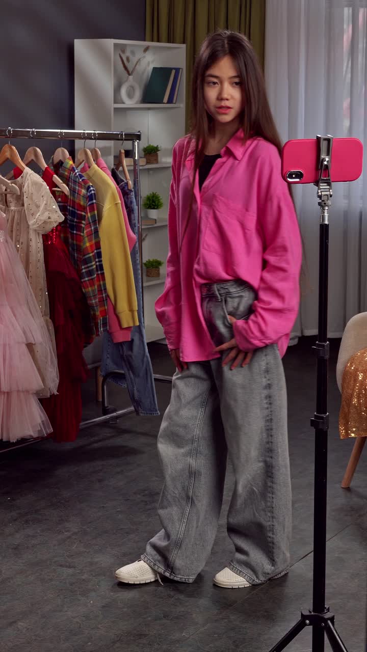 Teenager Fashion Influencer Modeling Outfits