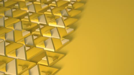 sunny yellow color of minimalism. selective focus. half a frame. 3d rendering of looped animation with the movement of geometric triangles. endless background for presentation. business animation