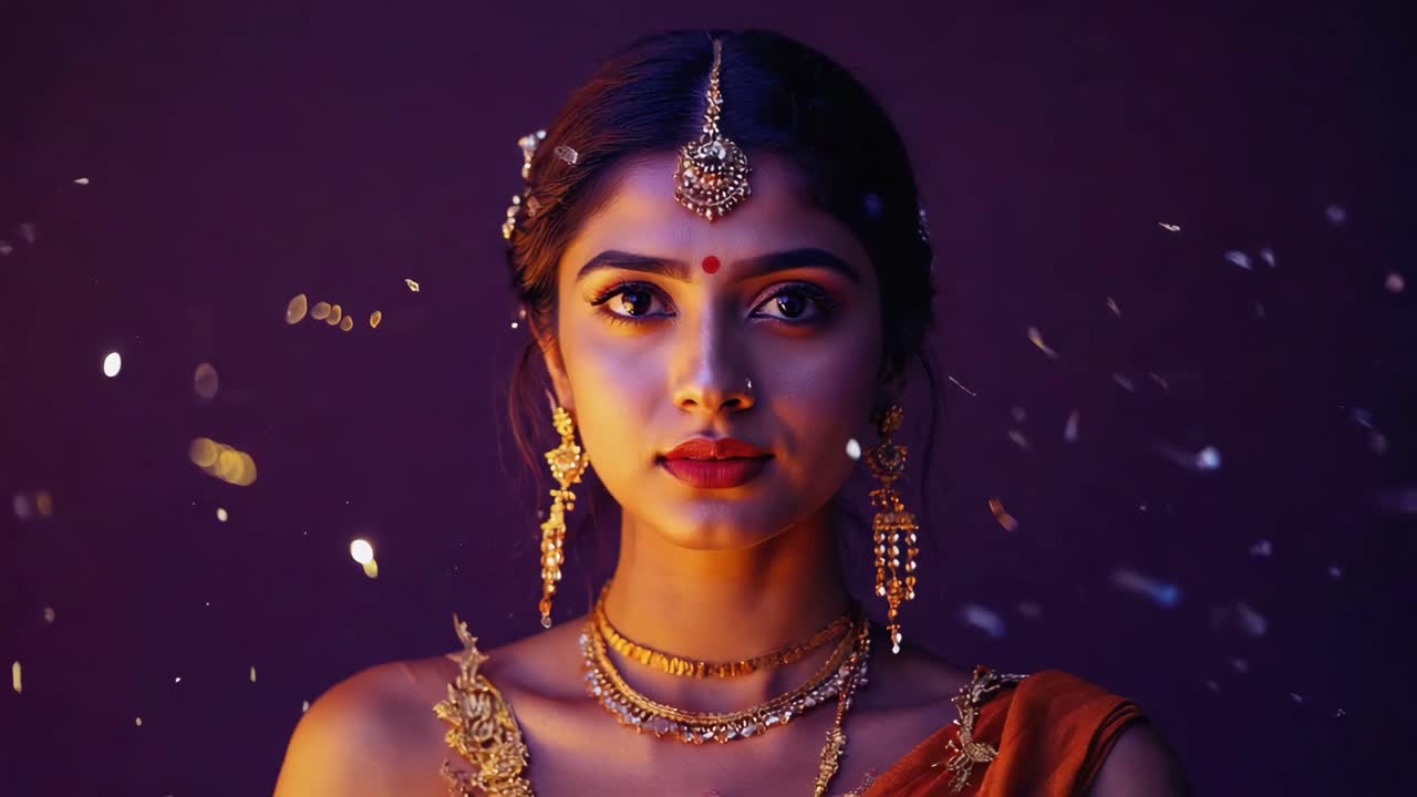 Portrait of an Indian woman with traditional jewelry