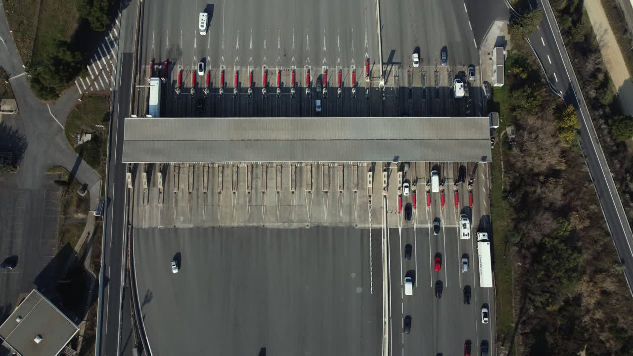 Highway Toll Booth Aerial View