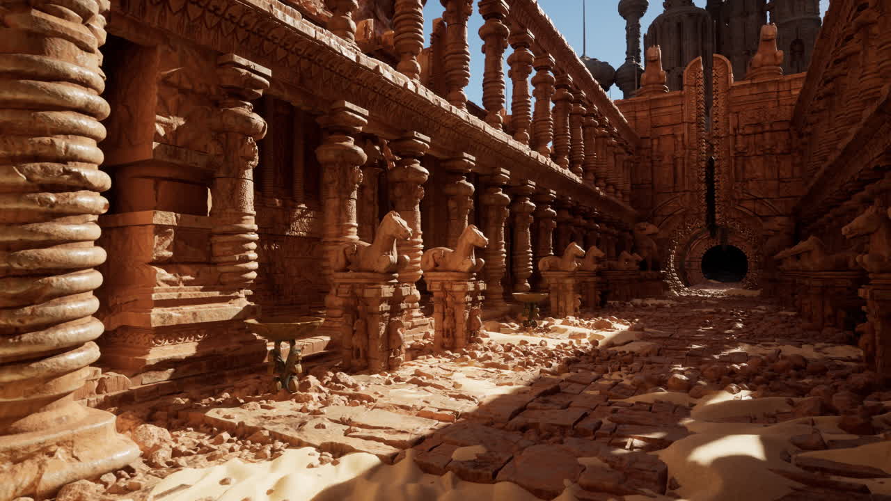 templo en ruinas en un desierto