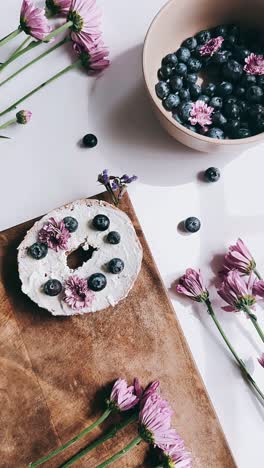 aesthetic breakfast with berries and flowers