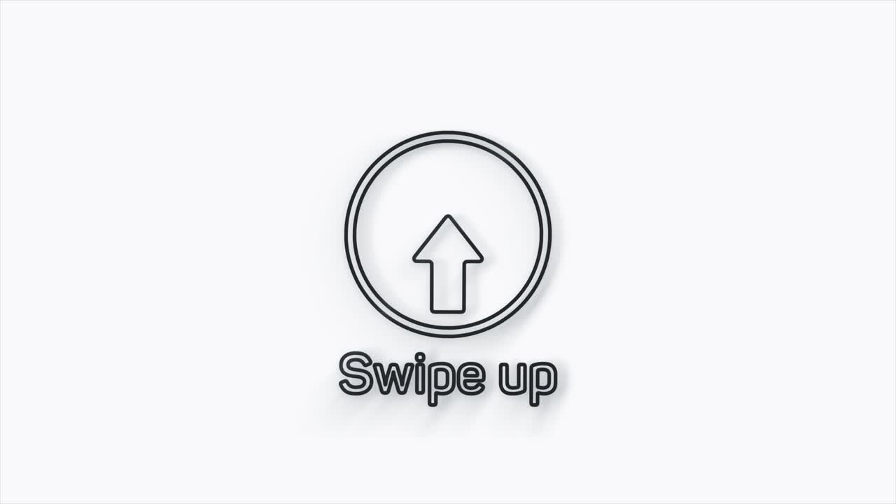 Line Swipe up animation button. Application and social network icons, swipe up for advertising. Social media scroll arrows. 4K video animation with alpha channel
