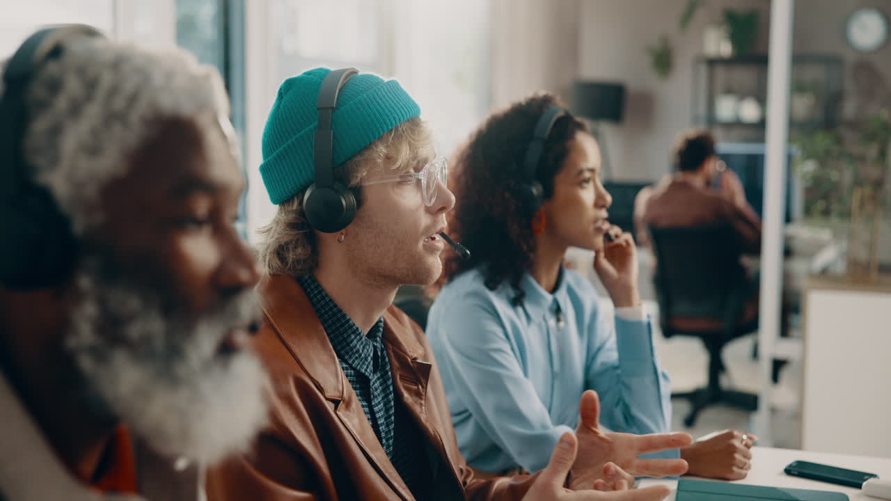 Call center team working in the office