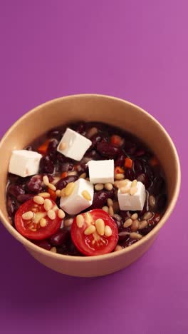 mediterranean bean salad with feta and pine nuts