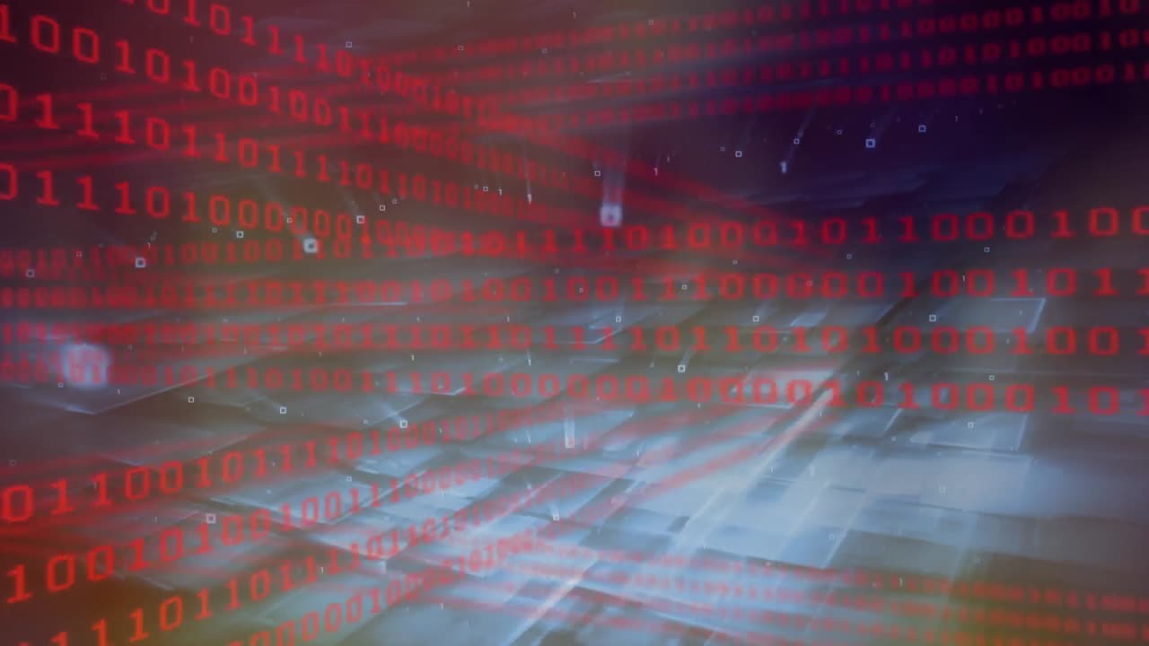 animación del procesamiento de datos sobre cuadrados brillantes sobre fondo negro