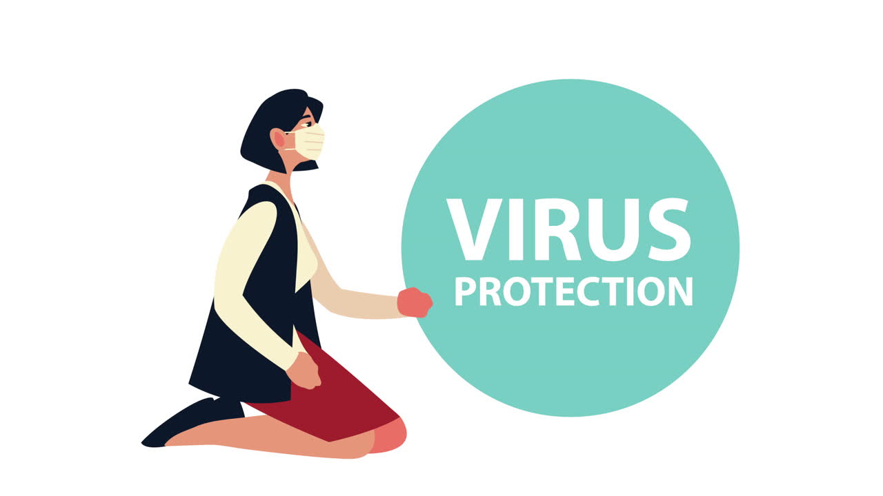 의료 마스크와 글자를 입은 사업가