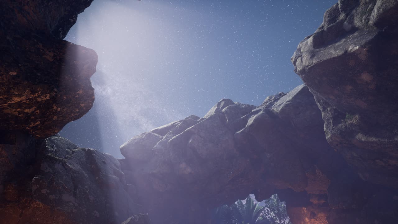 4K hyperlapse astrophotography star trails over sandstone canyon walls.