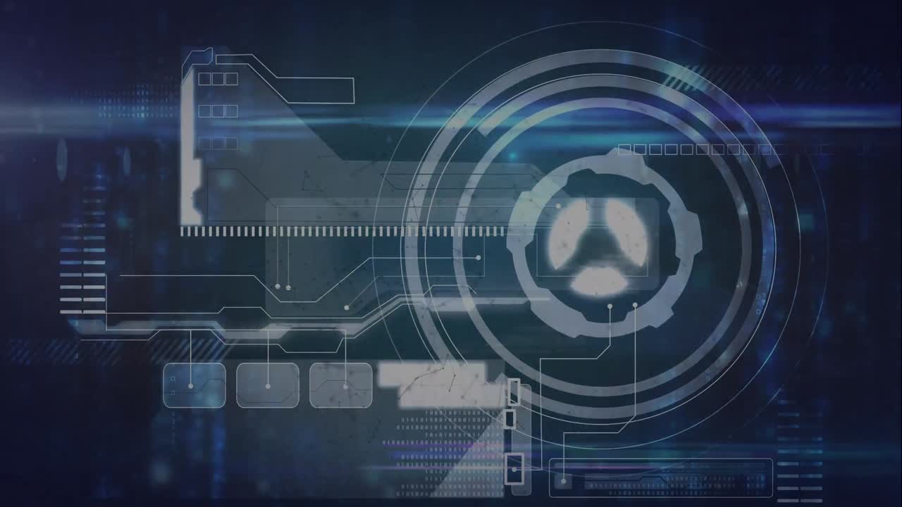 animación de escaneo de alcance y procesamiento de datos sobre fondo negro