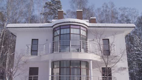 snowy modern house exterior