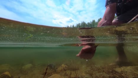 Liberando-Una-Trucha-Asesina-En-Un-Lago-Alpino-Con-Agua-Increíblemente-Clara