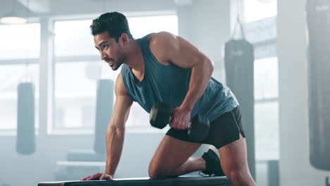 man, dumbbell and fitness in gym