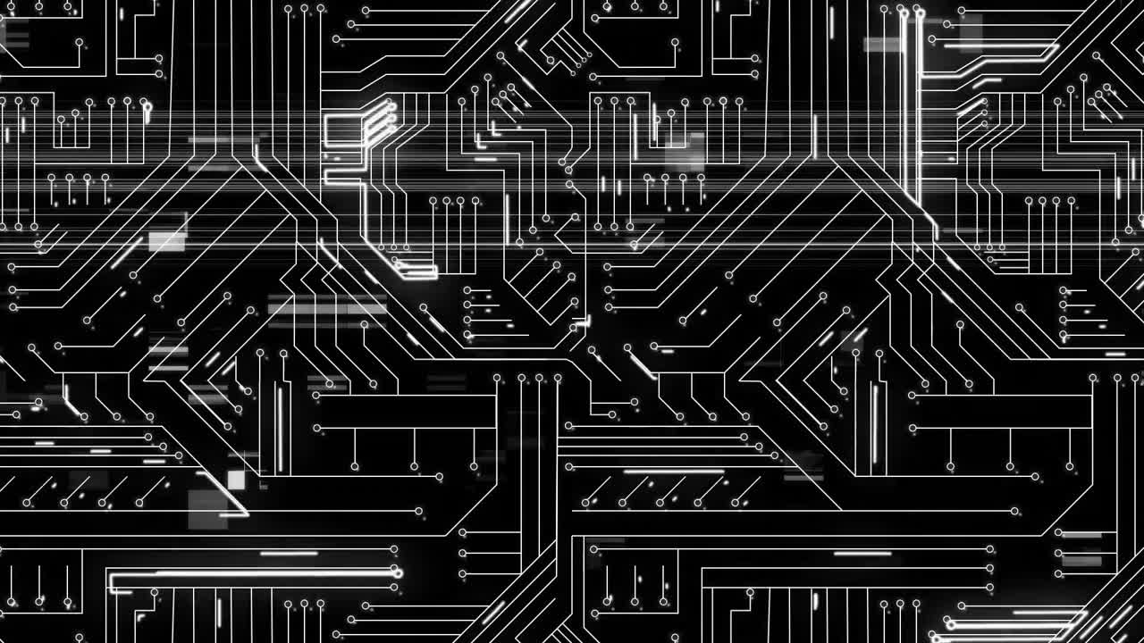 Computer circuit board on black background