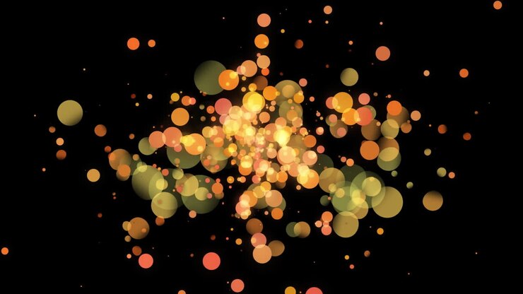 Animazione di punti luce arancioni e gialli che si muovono su sfondo nero