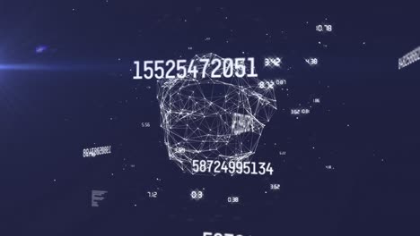 animation of numbers and data processing over globe