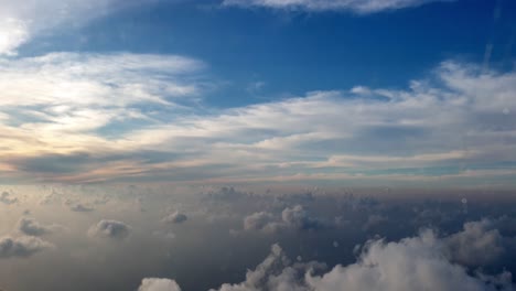 flying over beautiful clouds. view from airplane window