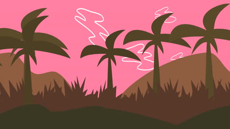 Cartoon-animation-background-with-palms-in-mountain-3