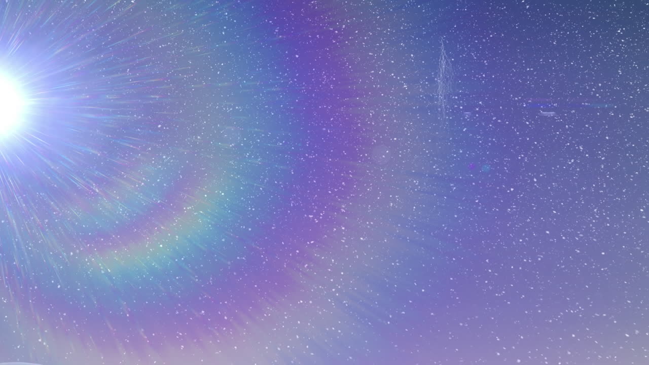 빛의 지점 위에 눈이 떨어지는 애니메이션