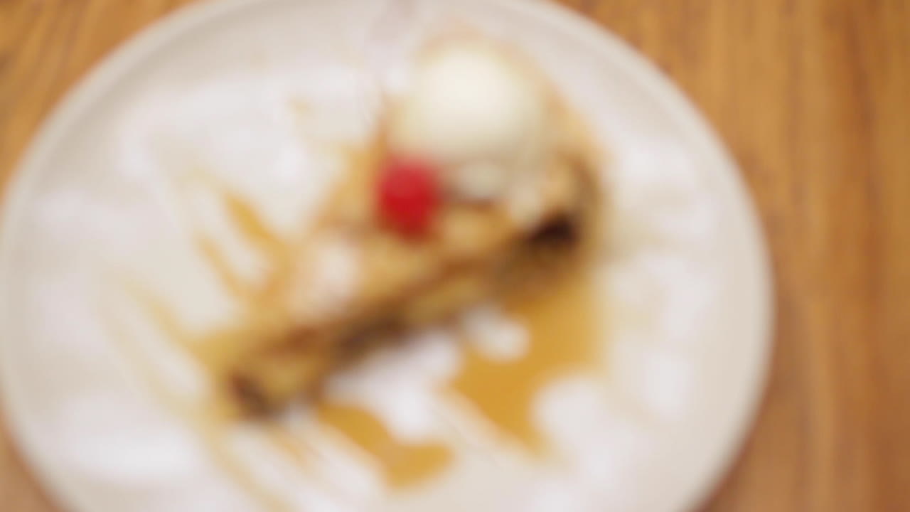 Apple Crumb Pie Slice Topped with A Scoop of Ice Cream - Cherry Rack Focus