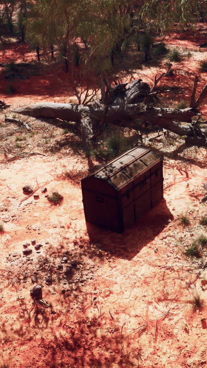 viejo cofre de madera abandonado en el interior de australia
