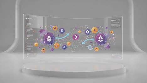 Visual Representation of Cryptocurrency Dynamics Featuring Ethereum and Other Altcoins with Animated Symbolic Elements in a Futuristic Digital Environment