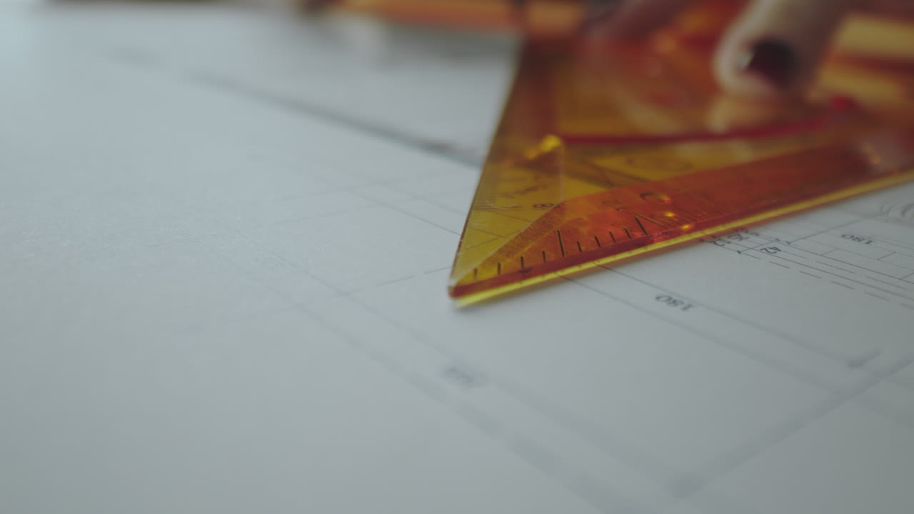 Architectural Drawing with Triangle Ruler