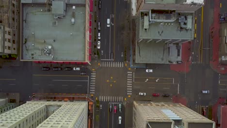 Top-View-Of-Roof-Decks-And-Cars-On-The-Quiet-Streets-In-Pacific-Ave