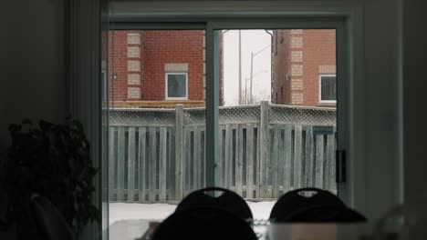 snowy winter day view from window