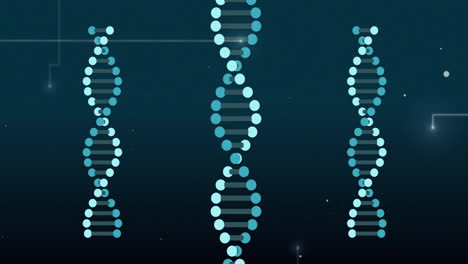 animación de cadenas de adn sobre puntos de luz