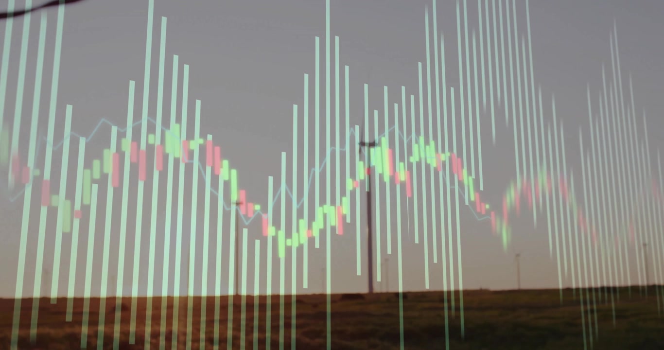 Second-second bars forming over dusk wire and poles, candles flipping showing market volatility