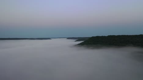 misty valley view from above