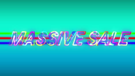 massive sale in multi-coloured letters on a turquoise background 4k