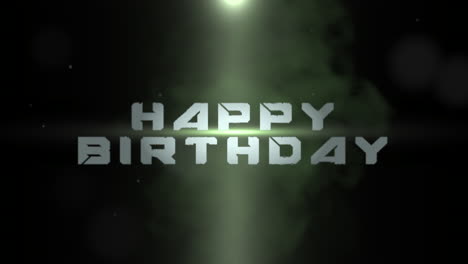 celebración futurista de feliz cumpleaños con un mensaje verde brillante