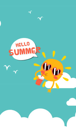 an animation of a hello summer