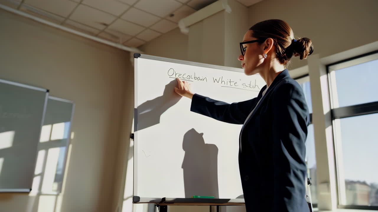 Business Woman Presenting in Classroom