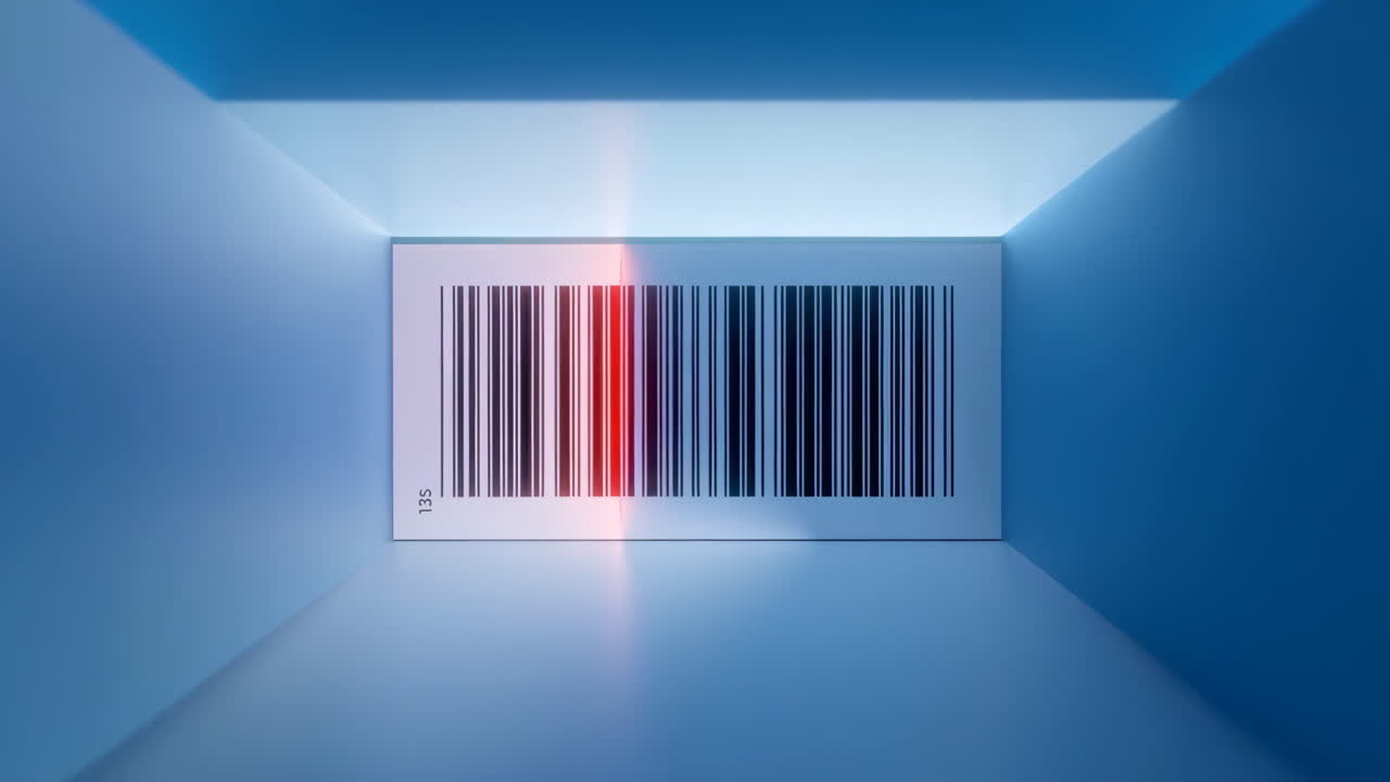 Barcode Scanning with Red Light in Blue Box
