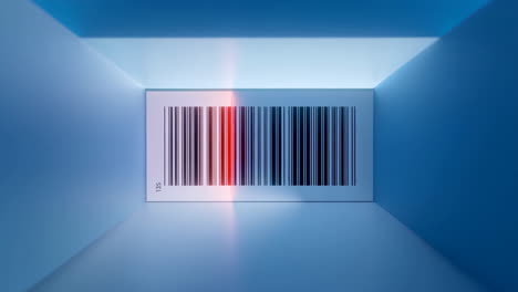 barcode scanning with red light in blue box