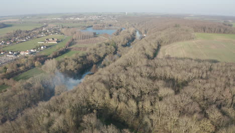 aerial drone footage of the chateau feodal de freteval or feudal castle of freteval in loir-et-cher, central france