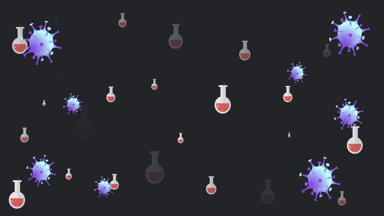 animación de las celdas que caen y la taza de medición sobre un fondo negro