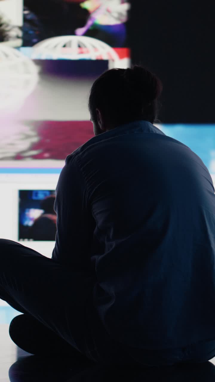 Vertical Video Young person in solitude affected by anxiety and manipulation