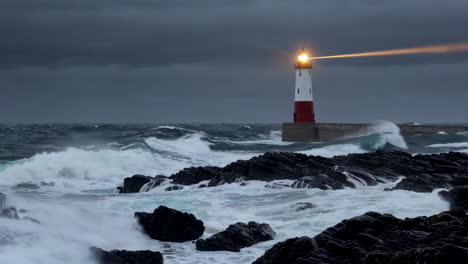 faro en un mar tormentoso