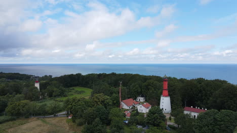 drone overview of rozewie lighthouse