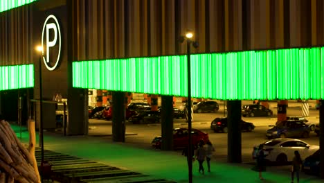 modern parking garage at night