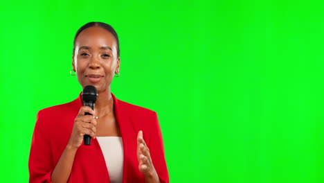 green screen, microphone and black woman face