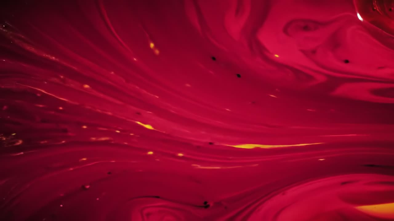 Abstract Red Liquid Art with Gold Glitter