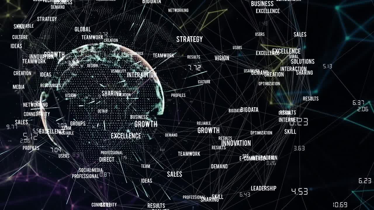 animación de la red de conexiones sobre fondo negro