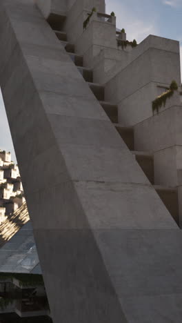 a close-up of a modern concrete building with a geometric design