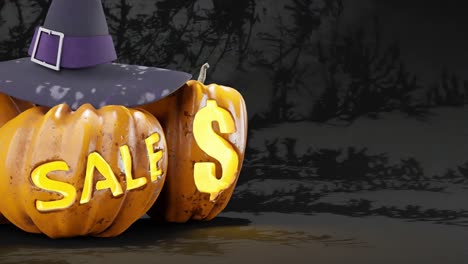 halloween discount sale pumpkins on black bg