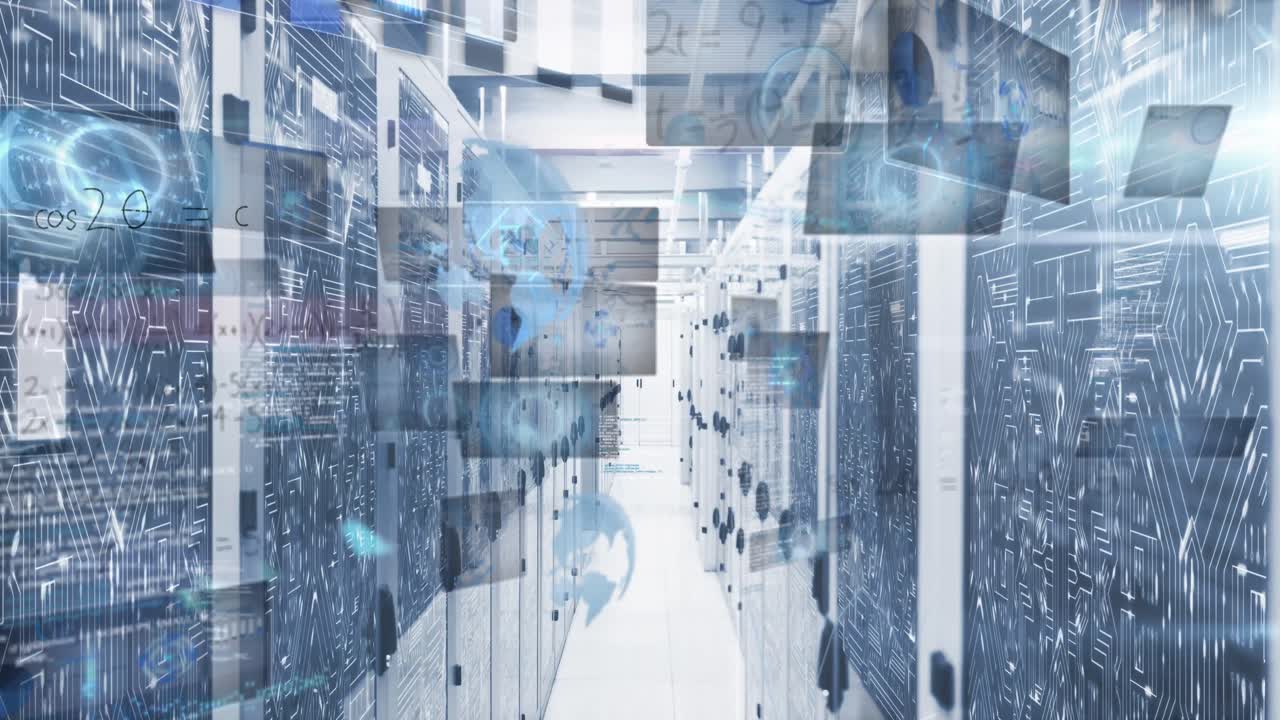 컴퓨터 서버를 통해 스캔 및 데이터 처리 스 ⁇ 의 애니메이션